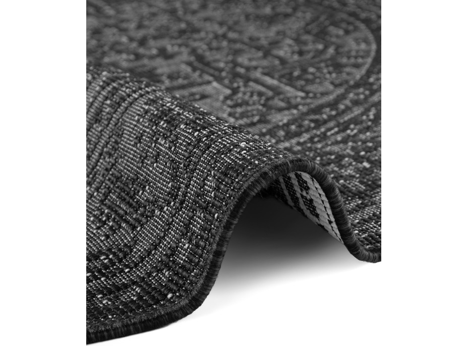 Kusový koberec Duet Kona Black/White kruh - na ven i na doma
