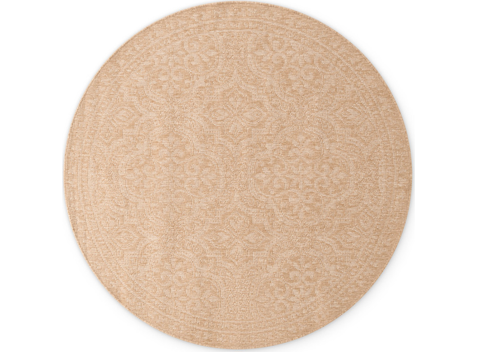 Kusový koberec Duet Rosel Beige/White kruh - na ven i na doma