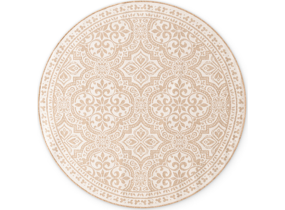 Kusový koberec Duet Rosel Beige/White kruh - na ven i na doma