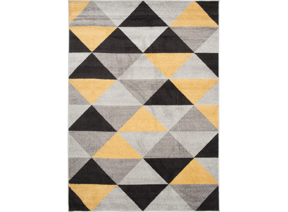 Kusový koberec AZUR trojúhelníky typ E - černý/šedý/žlutý