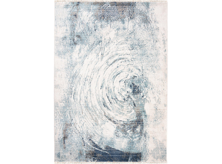 Kusový koberec RIVOLI Swirl - světle béžový/modrý