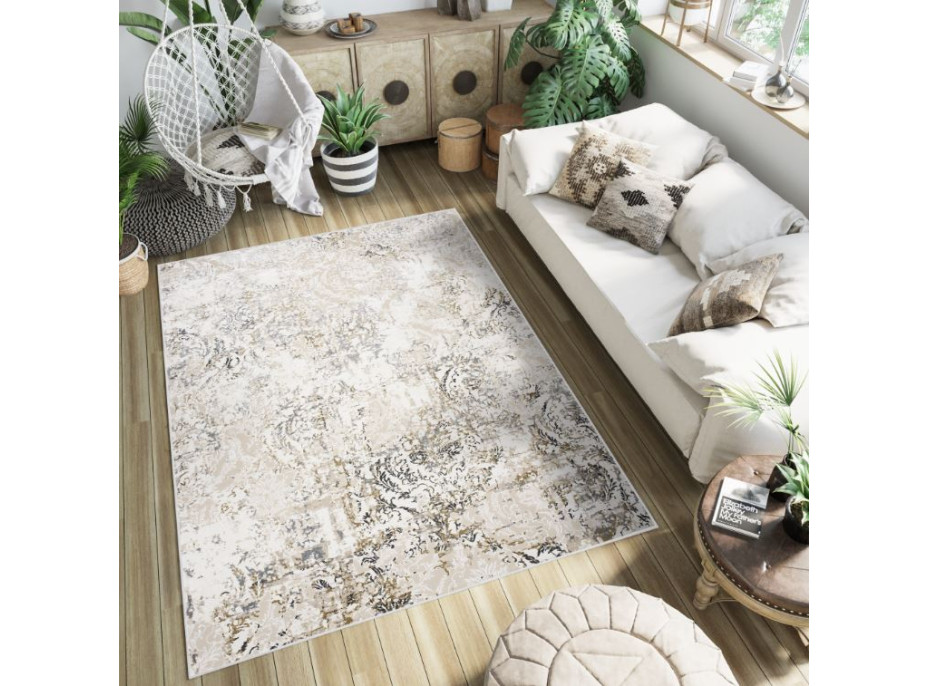 Kusový koberec HERA Print - krémový/šedý