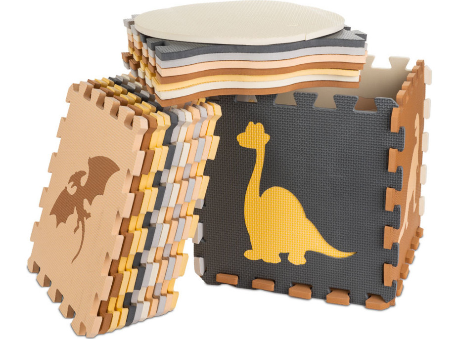 Pěnová puzzle podložka/ohrádka 36 prvků - Dinosauři - 143 cm x 143 cm x1 cm