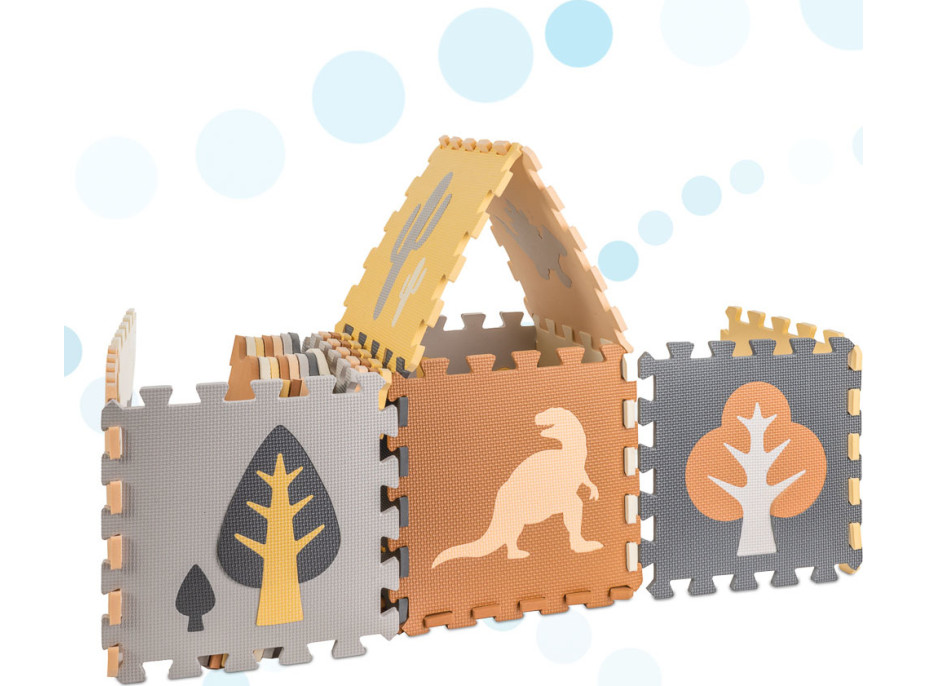 Pěnová puzzle podložka/ohrádka 36 prvků - Dinosauři - 143 cm x 143 cm x1 cm
