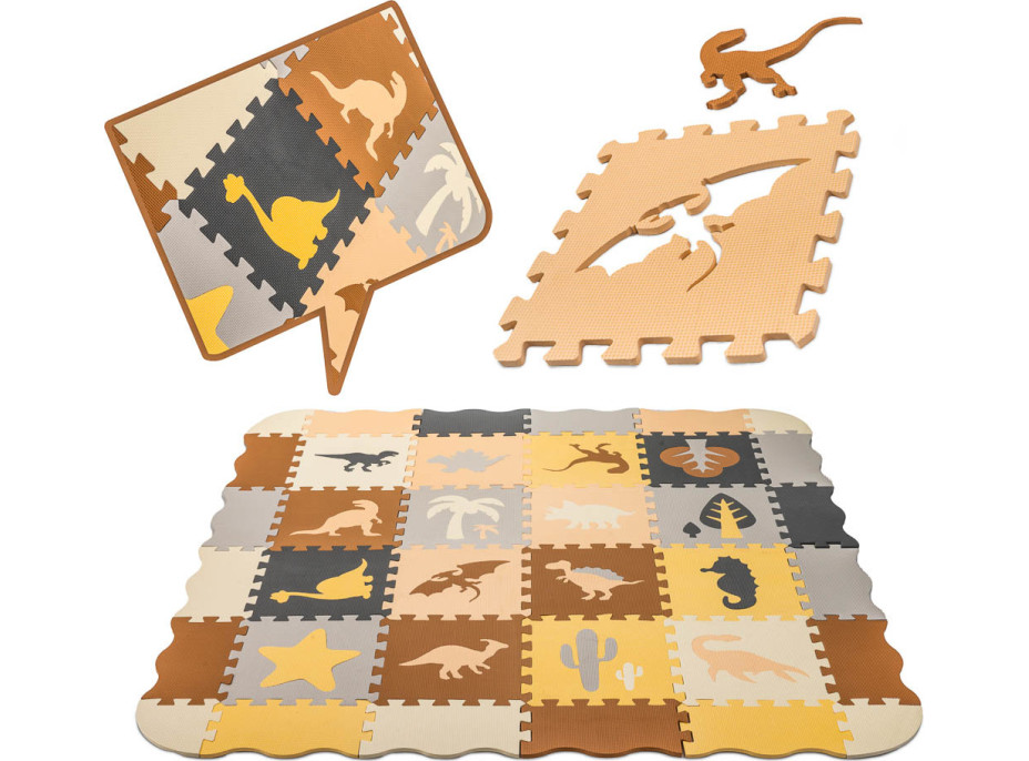Pěnová puzzle podložka/ohrádka 36 prvků - Dinosauři - 143 cm x 143 cm x1 cm
