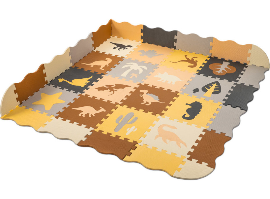 Pěnová puzzle podložka/ohrádka 36 prvků - Dinosauři - 143 cm x 143 cm x1 cm