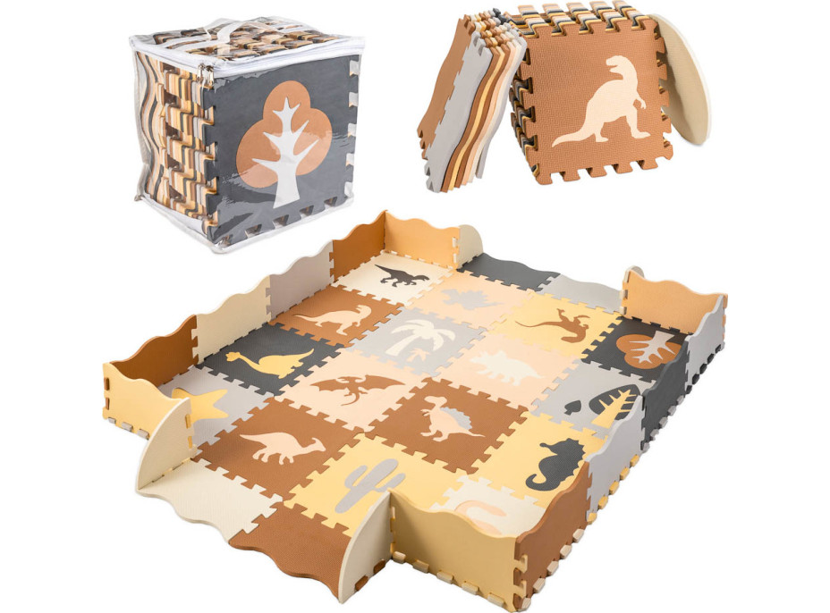 Pěnová puzzle podložka/ohrádka 36 prvků - Dinosauři - 143 cm x 143 cm x1 cm