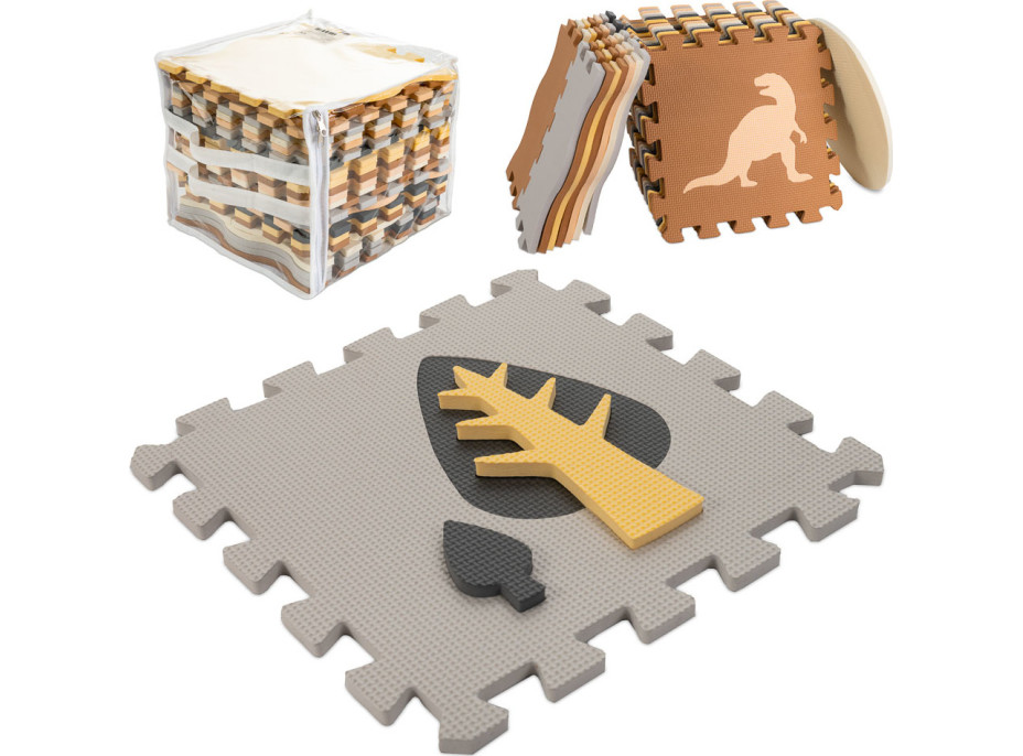 Pěnová puzzle podložka/ohrádka 36 prvků - Dinosauři - 143 cm x 143 cm x1 cm