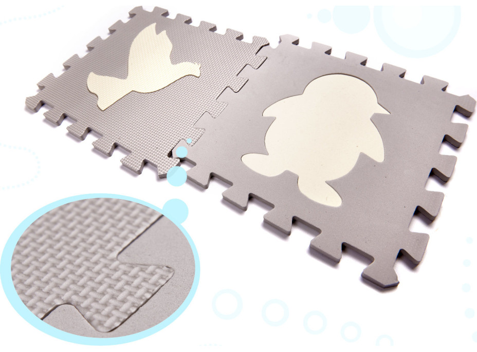 Pěnová puzzle podložka pro děti - 36 prvků - šedá/ecru