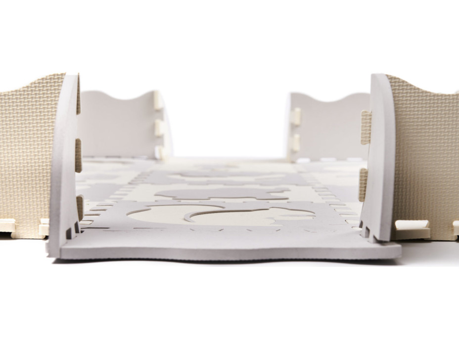 Pěnová puzzle podložka pro děti - 36 prvků - šedá/ecru