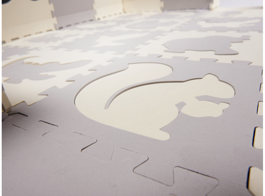 Pěnová puzzle podložka pro děti - 36 prvků - šedá/ecru