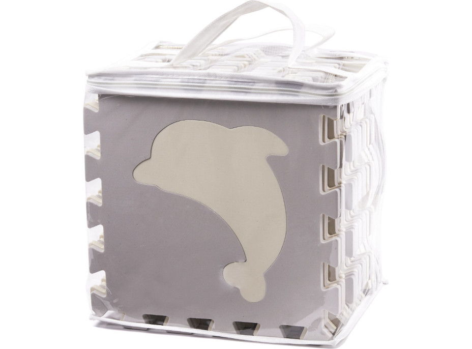 Pěnová puzzle podložka pro děti - 36 prvků - šedá/ecru