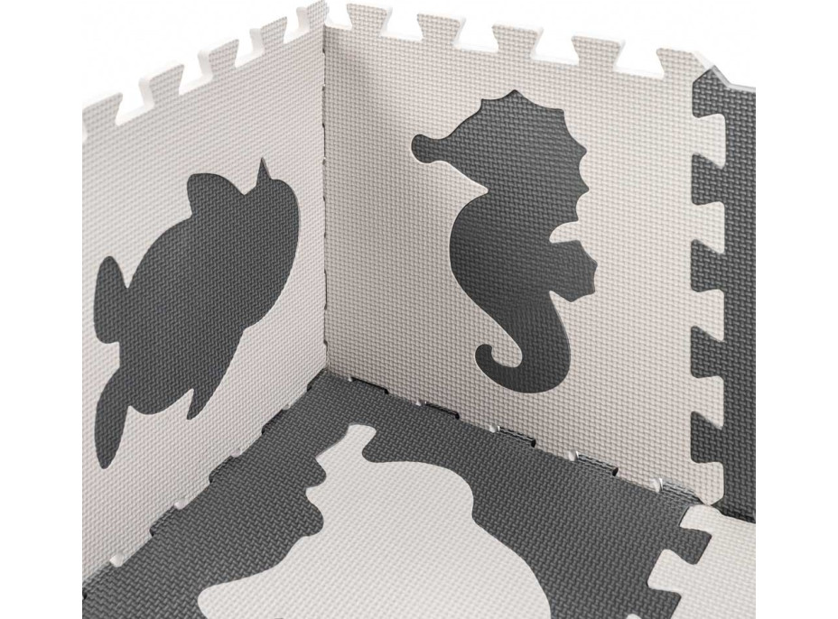 Pěnová puzzle podložka pro děti 9 prvků - šedá/ecru - 85cm x 85cm x 1cm