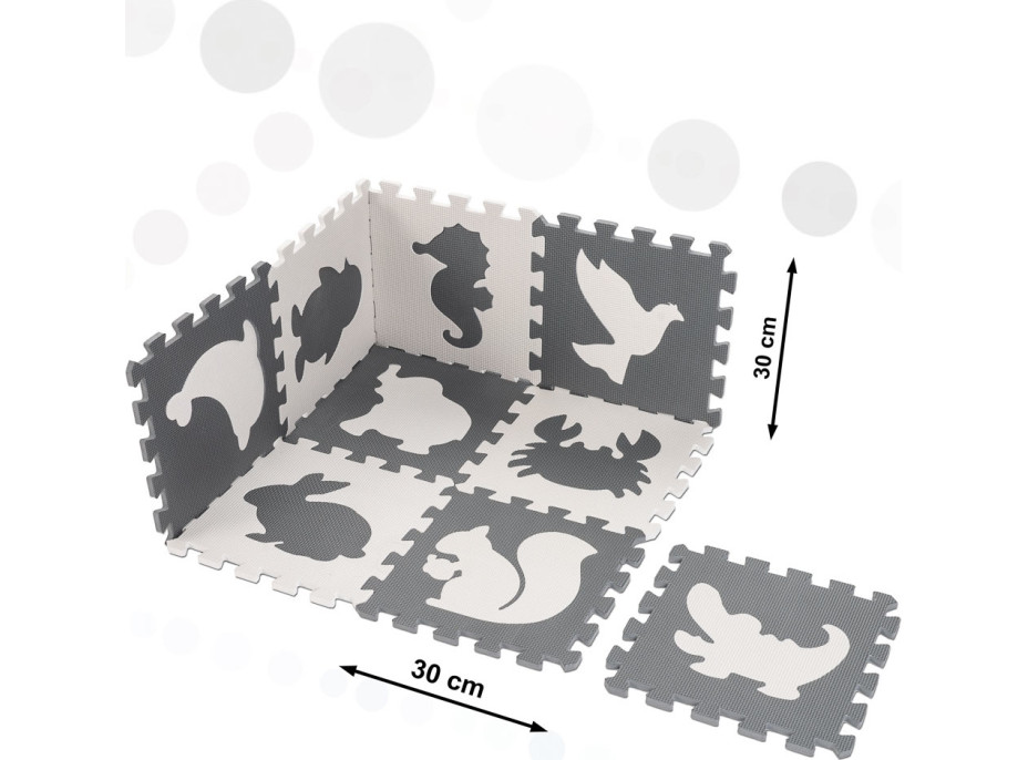 Pěnová puzzle podložka pro děti 9 prvků - šedá/ecru - 85cm x 85cm x 1cm