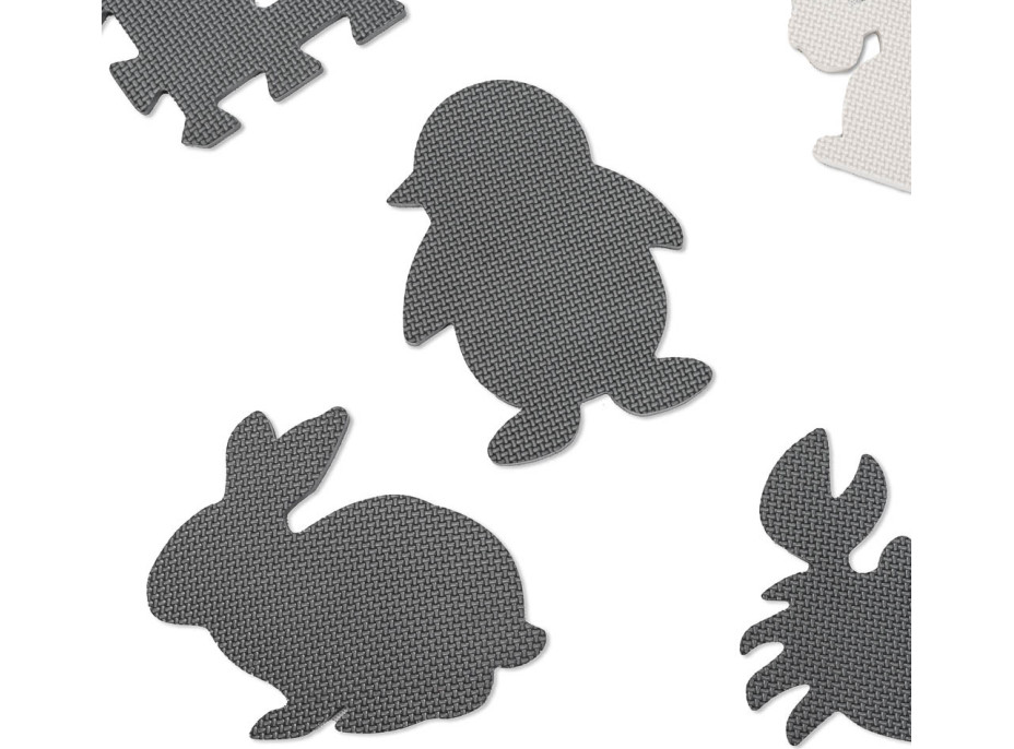 Pěnová puzzle podložka pro děti 9 prvků - šedá/ecru - 85cm x 85cm x 1cm