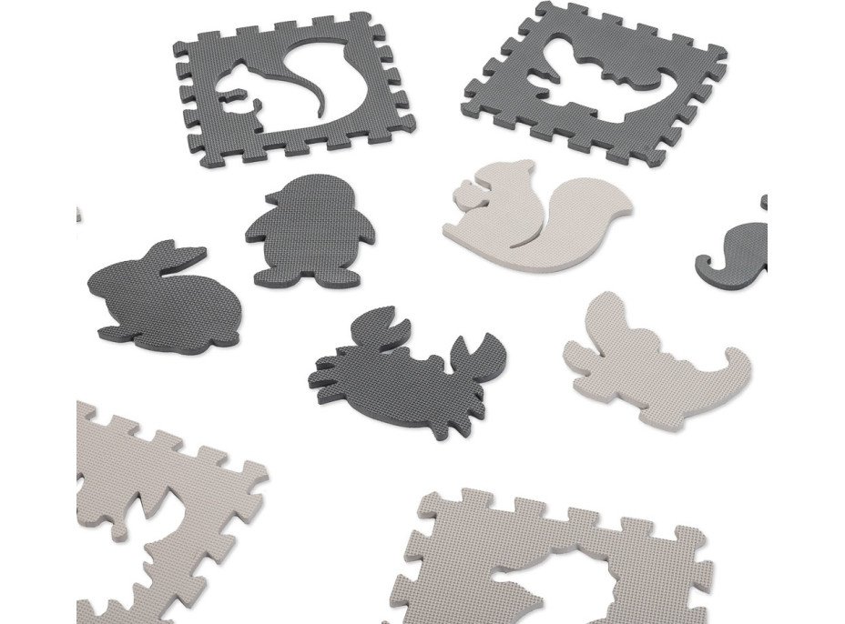 Pěnová puzzle podložka pro děti 9 prvků - šedá/ecru - 85cm x 85cm x 1cm