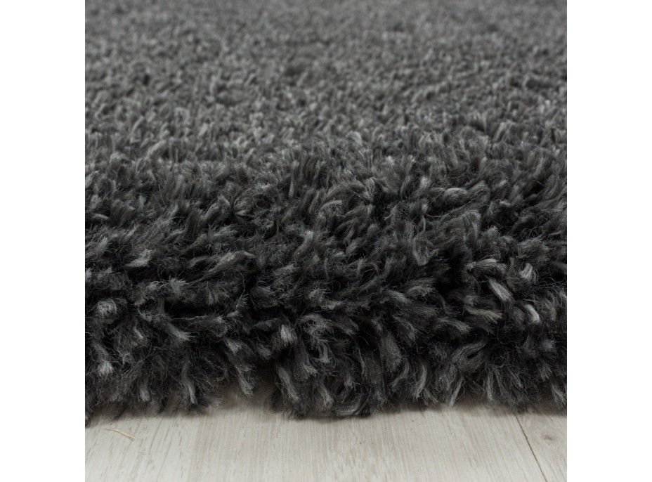 Kusový koberec Fluffy Shaggy 3500 grey circl, průměr 80 cm