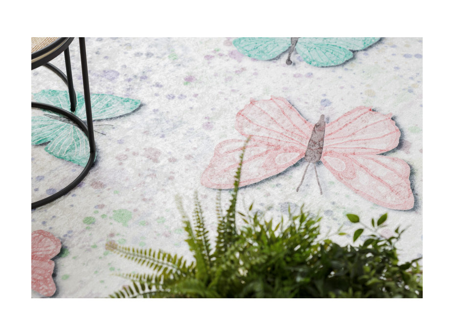 Dětský kusový koberec Bambino 1610 Butterflies cream, 80x150 cm