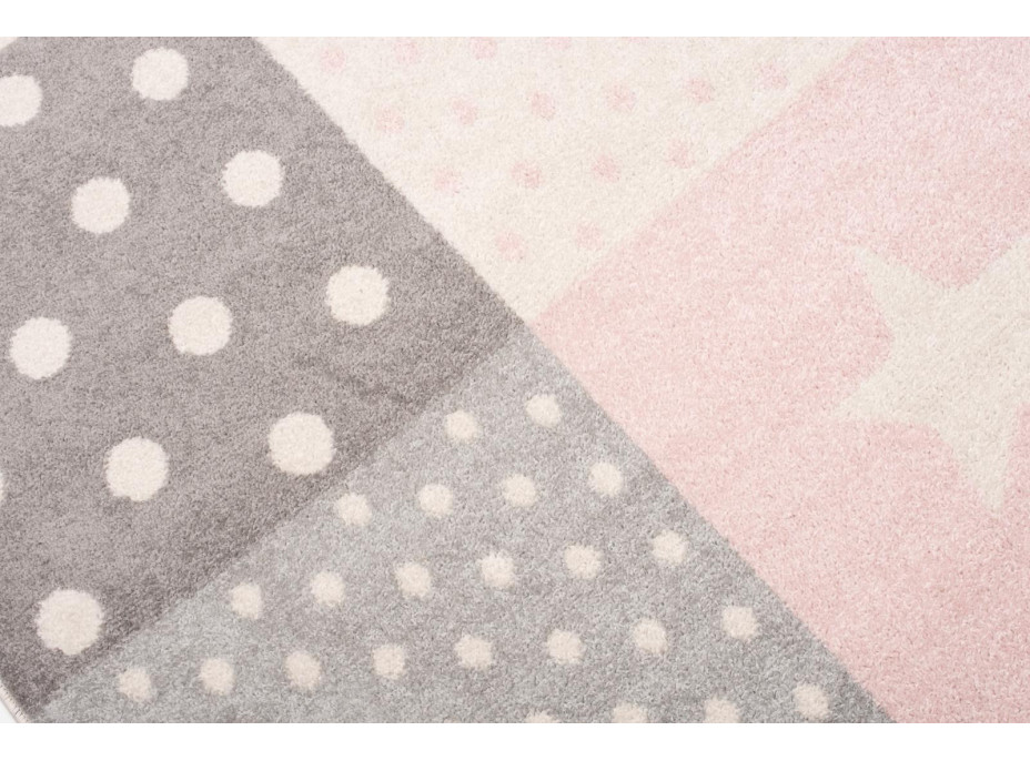 Kusový koberec AZUR srdíčka a hvězdičky - šedý/růžový/bílý, 160x220 cm