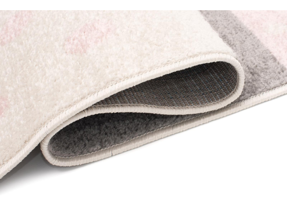 Kusový koberec AZUR srdíčka a hvězdičky - šedý/růžový/bílý, 160x220 cm