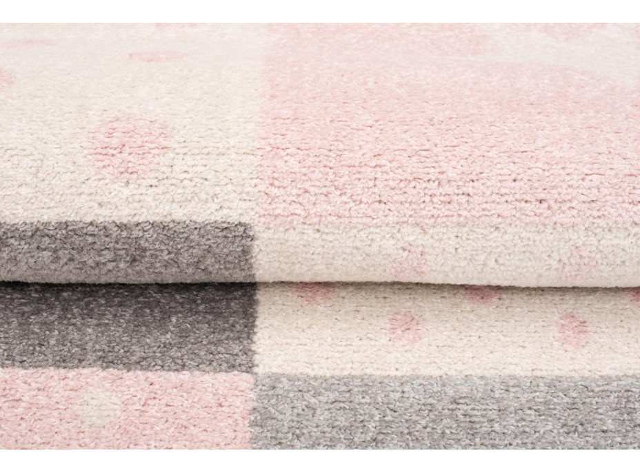 Kusový koberec AZUR srdíčka a hvězdičky - šedý/růžový/bílý, 160x220 cm