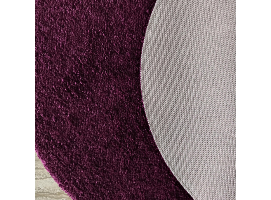 Moderní koberec SHAGGY CAMIL kulatý - tmavě fialový
