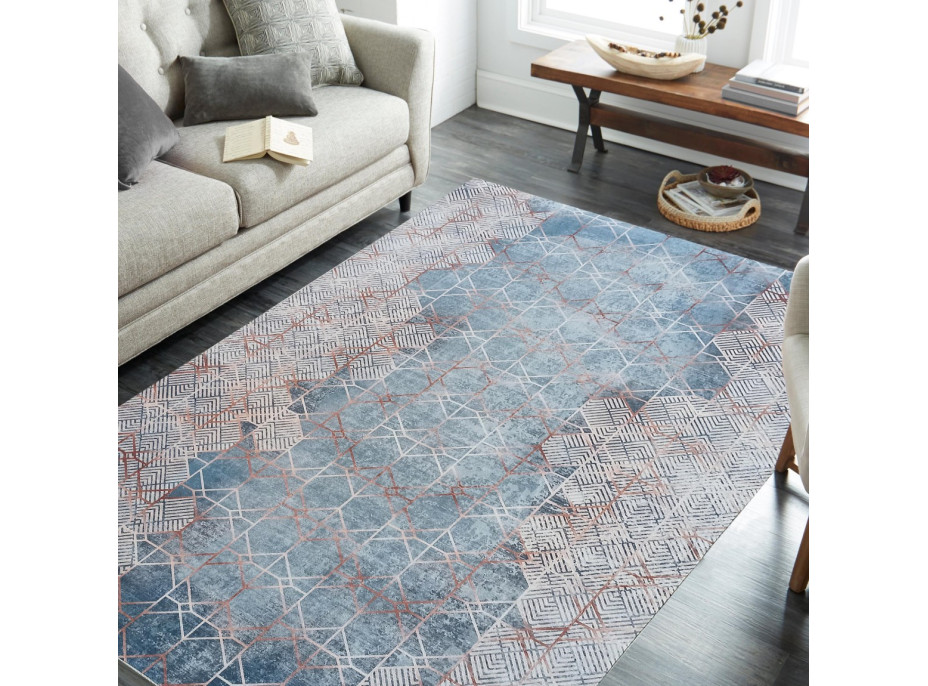 Kusový koberec HONOR Geometry - modrý