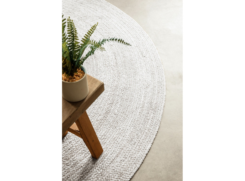 Kusový koberec Jute Braided 106321 White kruh