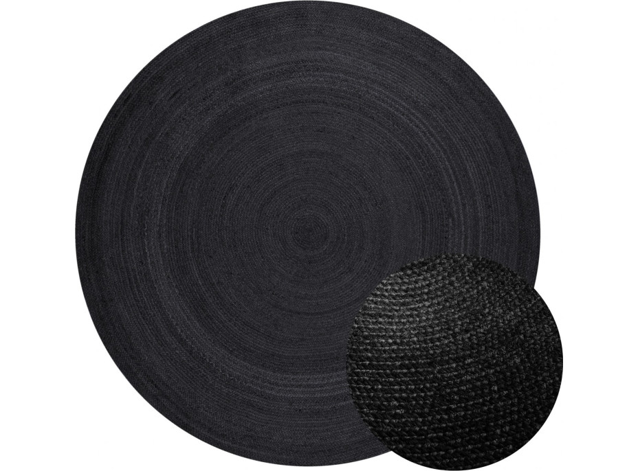 Kusový koberec Jute Braided 106322 Black kruh