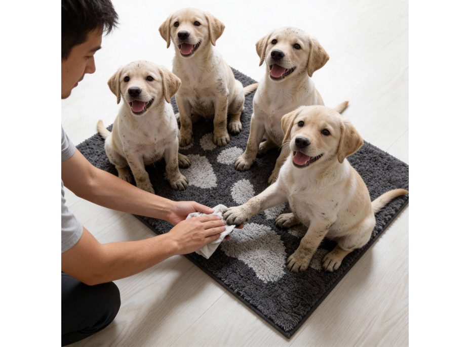 Koberec pro psy SOFT SHAGGY PAW - 45x70 cm - grafitový