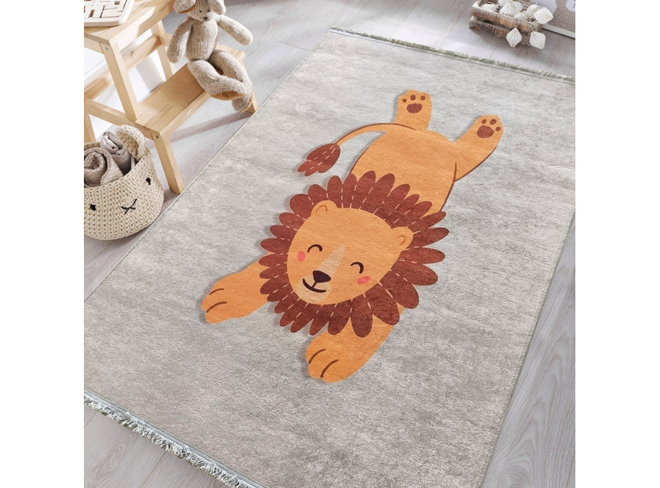 Dětský kusový koberec HONOR New - Lev - šedý
