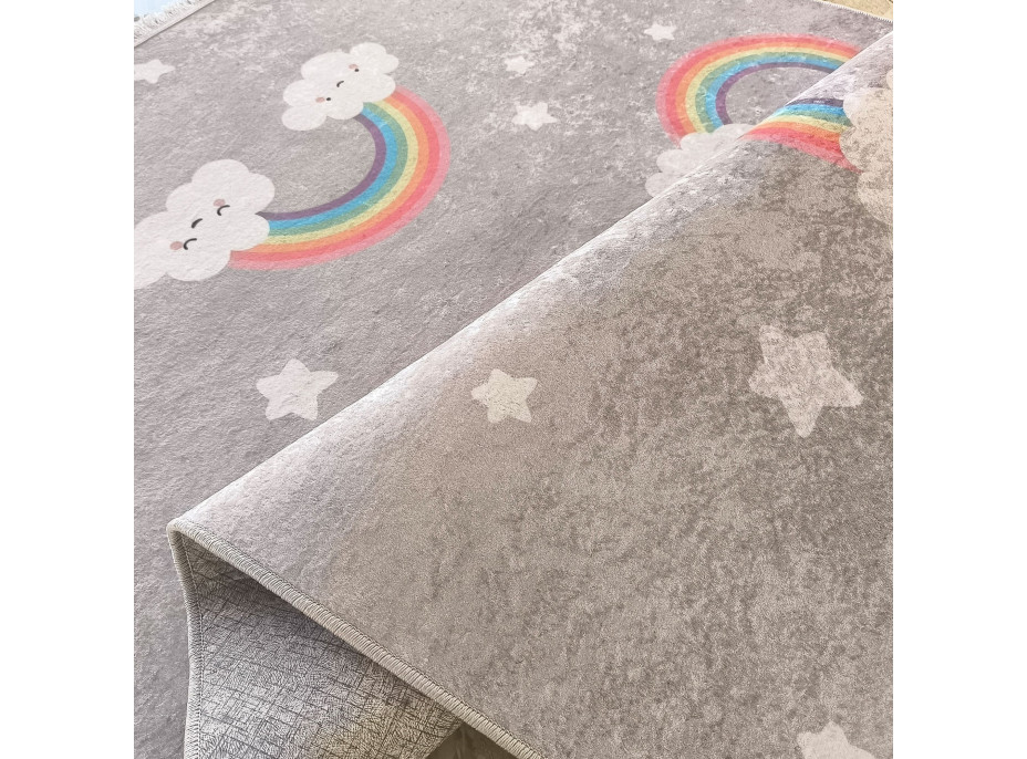 Dětský kusový koberec HONOR New - Duha - šedý