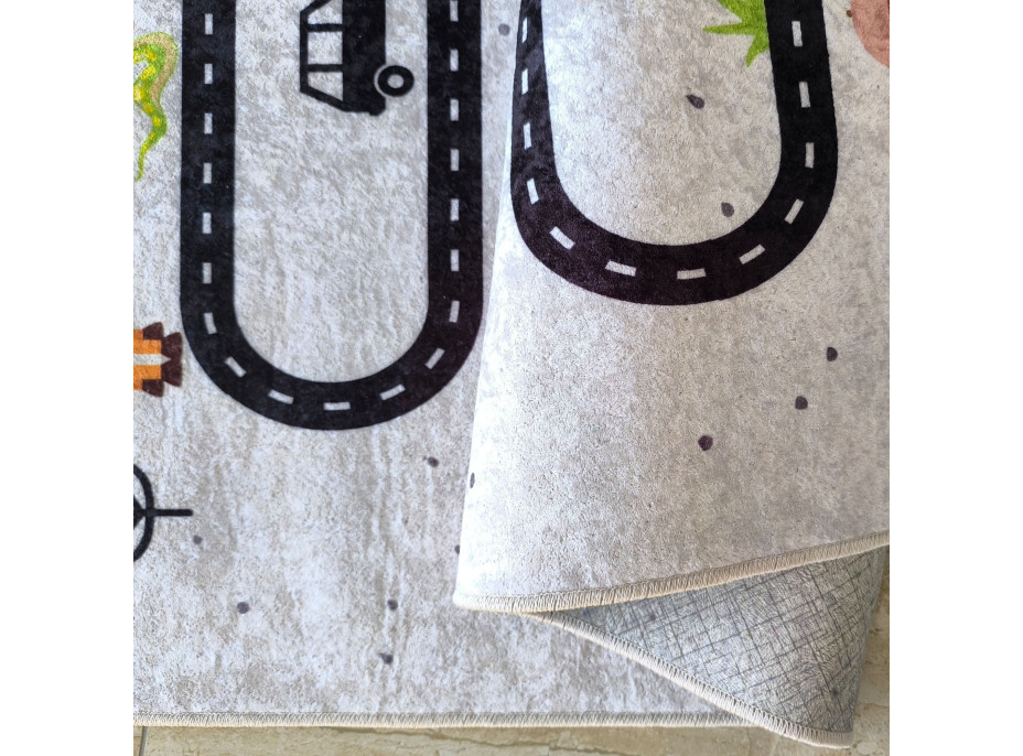 Dětský kusový koberec HONOR New - Putování za zvířátky - šedý