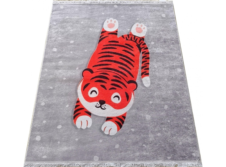 Dětský kusový koberec HONOR New - Tygr - šedý