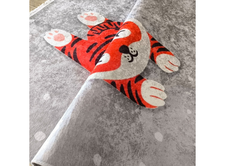 Dětský kusový koberec HONOR New - Tygr - šedý