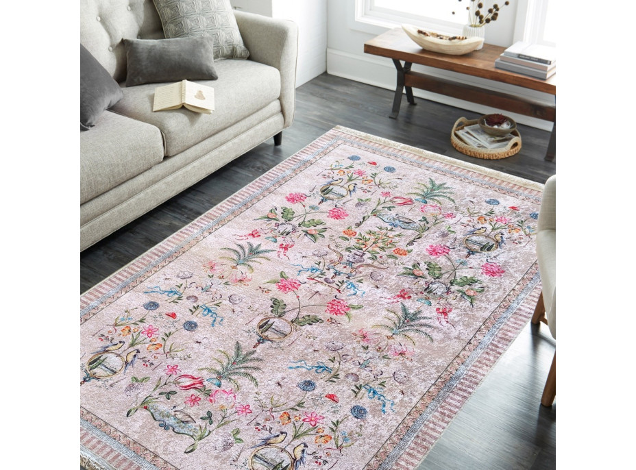 Kusový koberec HONOR New - Exotic flowers - krémový