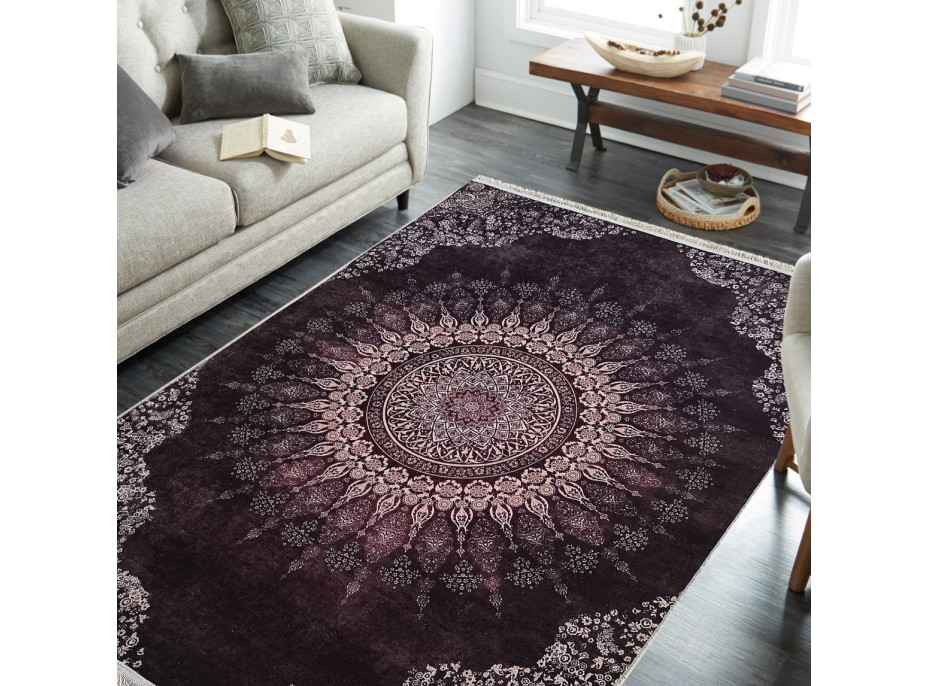 Kusový koberec HONOR New - Mandala - tmavě červený/růžový