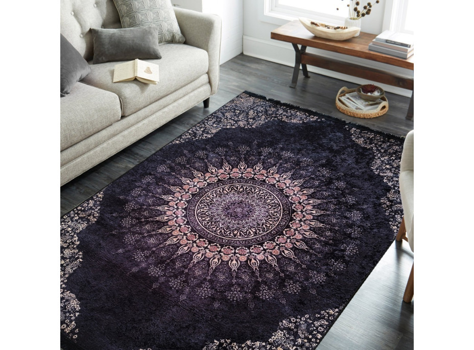 Kusový koberec HONOR New - Mandala - tmavě modrý/fialový