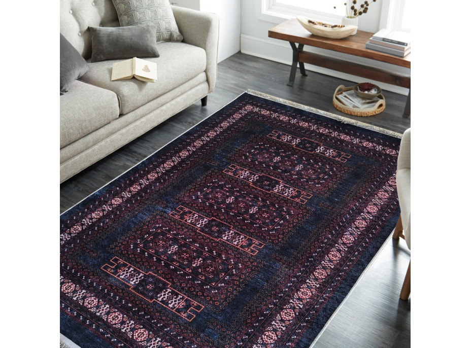 Kusový koberec HONOR New - Ethnic - tmavě modrý/červený