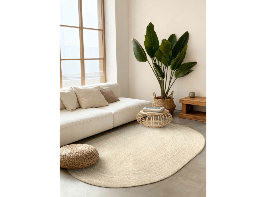 Kusový koberec Jute Braided 106007 Ivory ovál