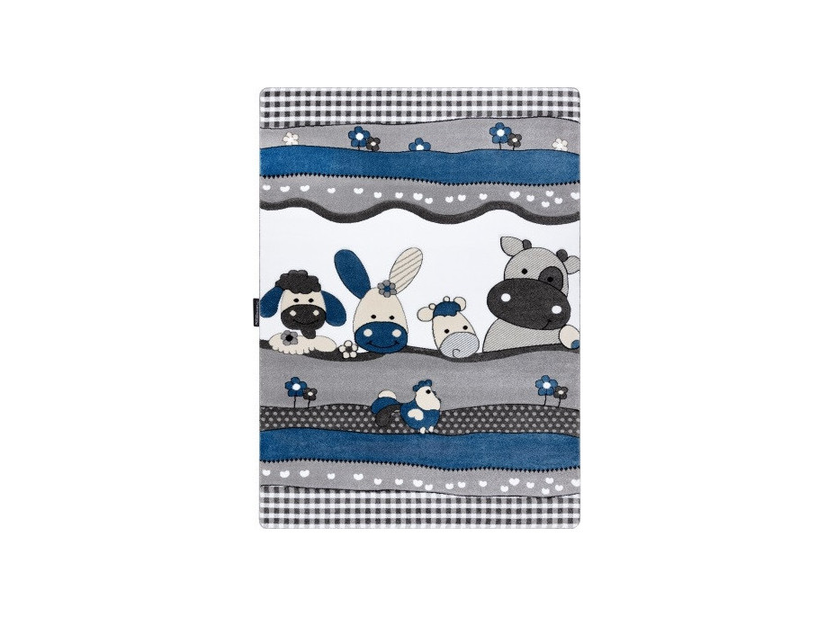 Dětský kusový koberec Petit Farm animals blue, 120x170 cm