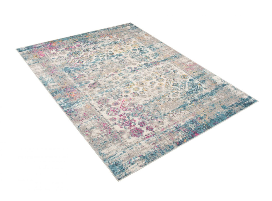 Kusový koberec AZUR vintage - šedý/růžový/modrý, 60x100 cm