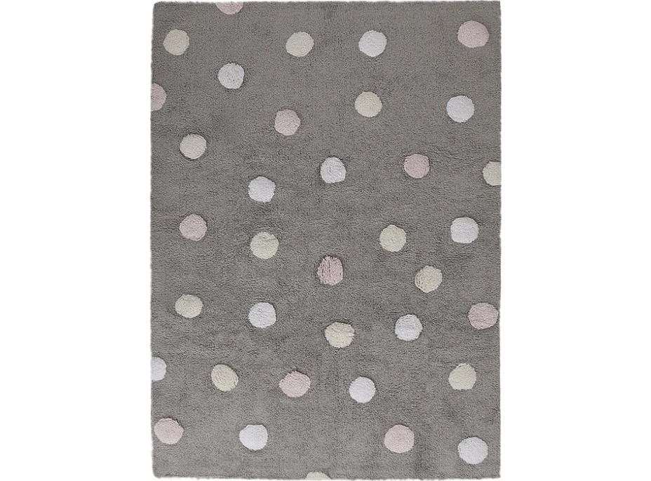 Ručně tkaný kusový koberec Tricolor Polka Dots Grey-Pink
