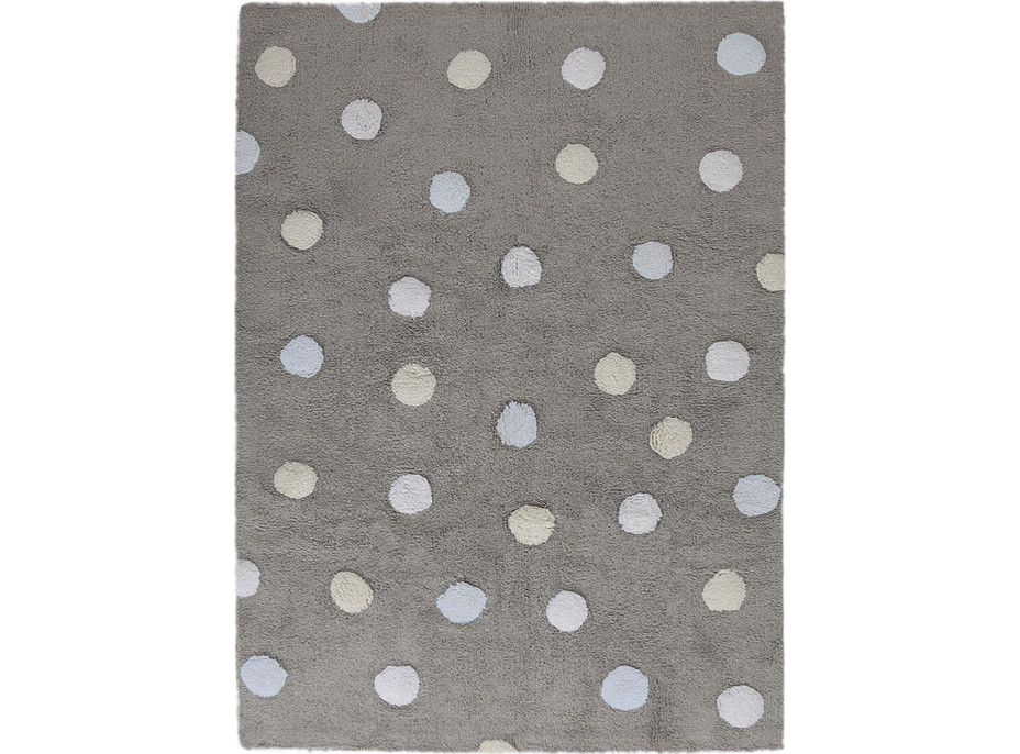 Ručně tkaný kusový koberec Tricolor Polka Dots Grey-Blue